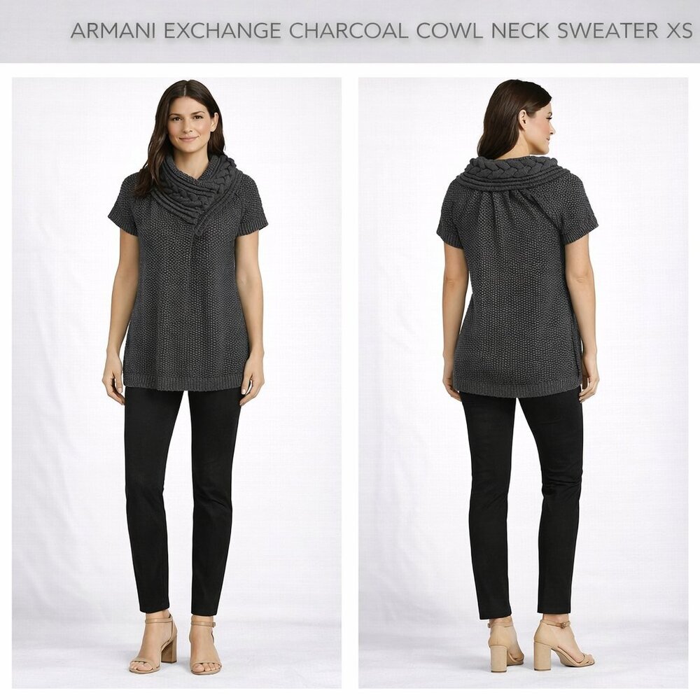 Armani Exchange Charcoal Cowl Neck Sweater Size XS